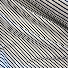Load image into Gallery viewer, Cotton Spandex Striped Rib - White & Navy