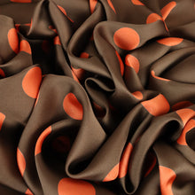 Load image into Gallery viewer, Spot Printed Satin Deadstock - Choc Orange