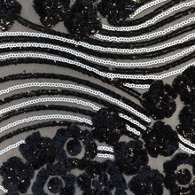 Load image into Gallery viewer, Floral Cocktail Embroidered Sequin - Black & White (Last Chance)