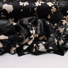 Load image into Gallery viewer, Cordelia Floral Velvet Jacquard Deadstock - Black & Beige