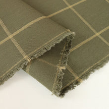 Load image into Gallery viewer, Italian 100% Cotton Windowpane Check Heavy Twill - Sage & Tan