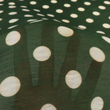 Load image into Gallery viewer, Lightweight Silk Linen Slub Print Deadstock - Forest White Polka