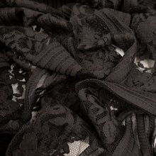 Load image into Gallery viewer, Stripe Floral Corded Lace Deadstock - Black