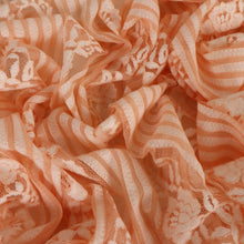 Load image into Gallery viewer, Stripe Floral Corded Lace Deadstock - Peaches & Cream