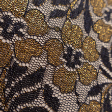 Load image into Gallery viewer, Fine Corded Floral Lurex Lace Deadstock - Navy & Gold