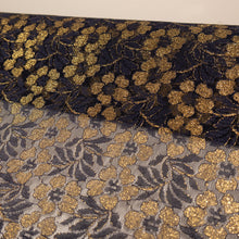 Load image into Gallery viewer, Fine Corded Floral Lurex Lace Deadstock - Navy & Gold