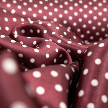 Load image into Gallery viewer, Polka Dot Printed Satin Deadstock - Burgundy & White