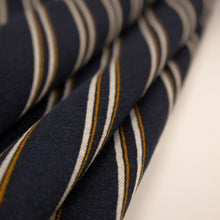 Load image into Gallery viewer, Cotton Preppy Double Stripe Print Deadstock - Navy, White & Mustard