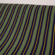 Load image into Gallery viewer, Cotton Preppy Double Stripe Print Deadstock - Army, Navy & Gold
