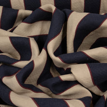Load image into Gallery viewer, Cotton Preppy Stripe Print Deadstock - Beige, Navy & Wine
