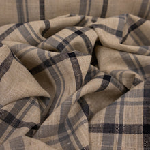 Load image into Gallery viewer, Linen Viscose Windowpane Check Deadstock - Natural & Navy