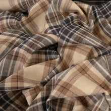 Load image into Gallery viewer, Brushed Cotton Plaid Deadstock - Beige, Taupe & Black