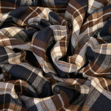 Load image into Gallery viewer, Brushed Cotton Plaid Deadstock - Cream, Navy & Choc