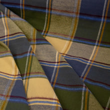 Load image into Gallery viewer, Brushed Cotton Plaid Deadstock - Lemon, Moss & Blue
