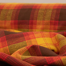 Load image into Gallery viewer, Brushed Cotton Plaid Deadstock - Ochre, Cerise & Choc