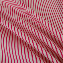 Load image into Gallery viewer, Cotton Jacquard Mini Candy Stripe Shirting Deadstock - Deep Pink & White