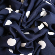 Load image into Gallery viewer, Rayon Polka Dot Print Deadstock - White on Navy