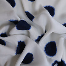 Load image into Gallery viewer, Printed Spot Viscose Crepe - White and Navy