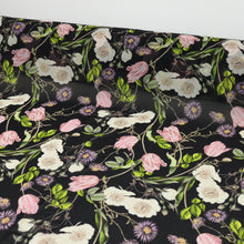 Load image into Gallery viewer, Silk Chiffon Floral Print Designer End – Queens Wildflower on Black (Sold Out)