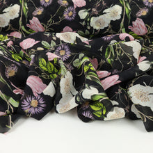 Load image into Gallery viewer, Silk Chiffon Floral Print Designer End – Queens Wildflower on Black (Sold Out)
