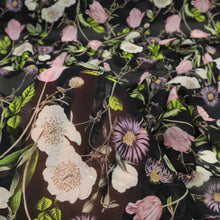 Load image into Gallery viewer, Silk Chiffon Floral Print Designer End – Queens Wildflower on Black (Sold Out)