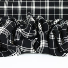 Load image into Gallery viewer, Viscose Crepe Windowpane Check Designer End - Black
