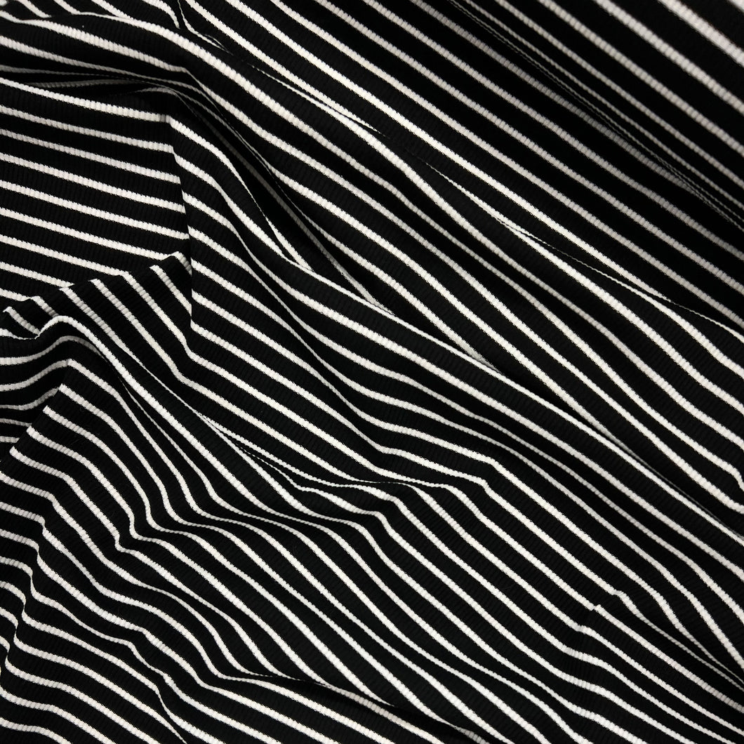 Cotton Spandex Striped Rib - Black & White