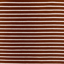 Load image into Gallery viewer, Cotton Spandex Striped Rib - Walnut &amp; White
