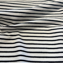 Load image into Gallery viewer, Cotton Spandex Striped Rib - White &amp; Black
