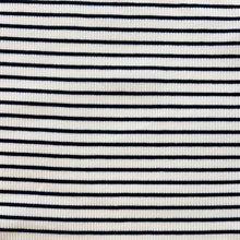 Load image into Gallery viewer, Cotton Spandex Striped Rib - White &amp; Navy
