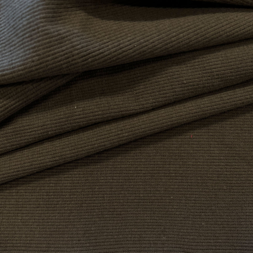 Cotton Elastane 2x2 Ribbing - Khaki