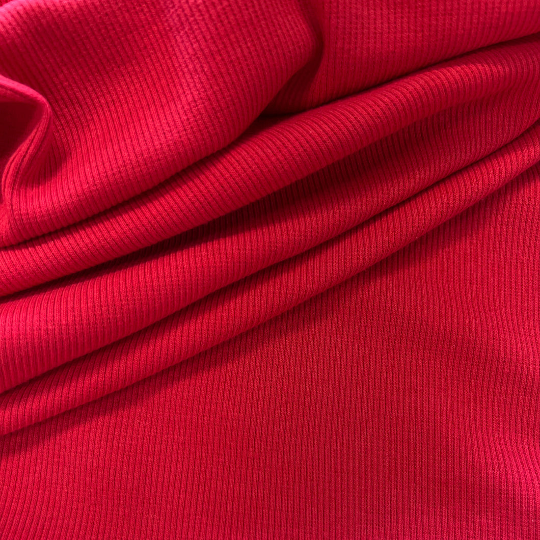 Cotton Elastane 2x2 Ribbing - Red