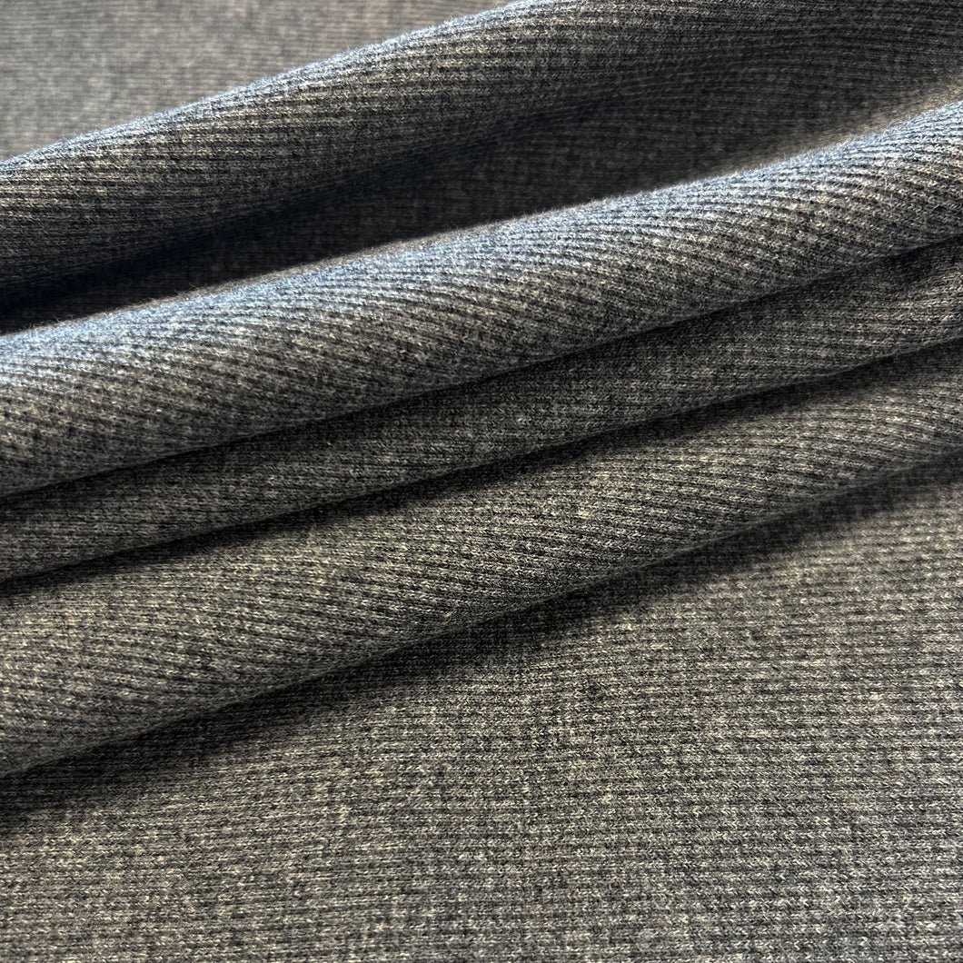 Cotton Elastane 2x2 Ribbing - Dark Grey Marle