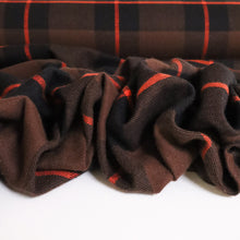 Load image into Gallery viewer, Brushed Plaid Cotton Deadstock - Choc, Black &amp; Orange
