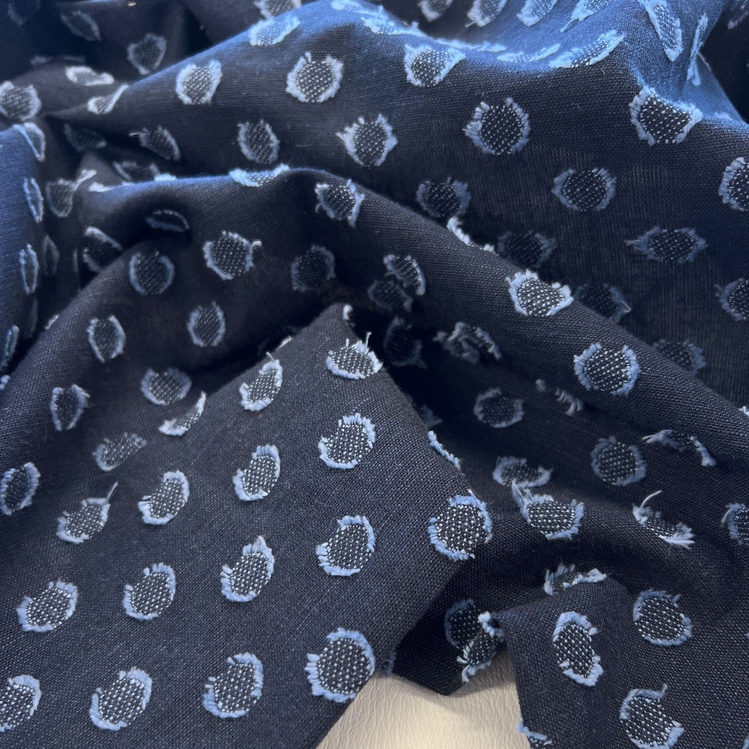 Linen Cotton Clipped Spot Jacquard - Ink