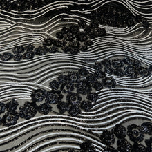 Load image into Gallery viewer, Floral Cocktail Embroidered Sequin - Black &amp; White (Last Chance)
