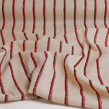 Load image into Gallery viewer, Cotton Linen Double Stripe Print Deadstock  - Red
