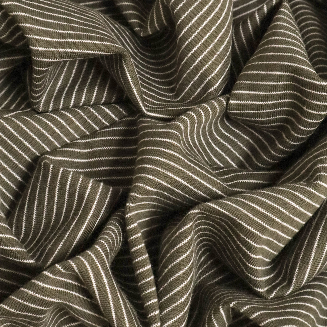 Cotton Spandex Pinstripe Knit - Khaki