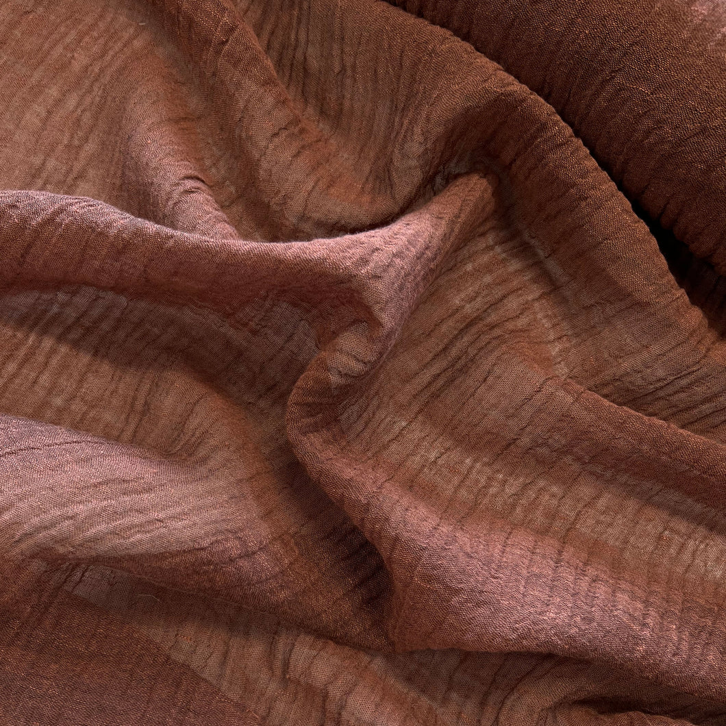 Washed Linen Crinkle Gauze - Rust