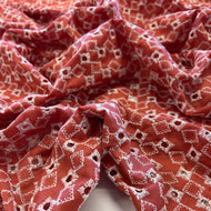 Diamond Eyelet Embroidered Cotton - Rust