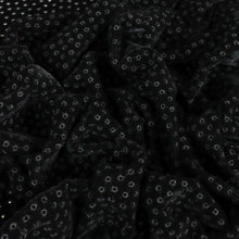 Load image into Gallery viewer, Embroidered Hole Punch Velvet Designer End – Mika Black
