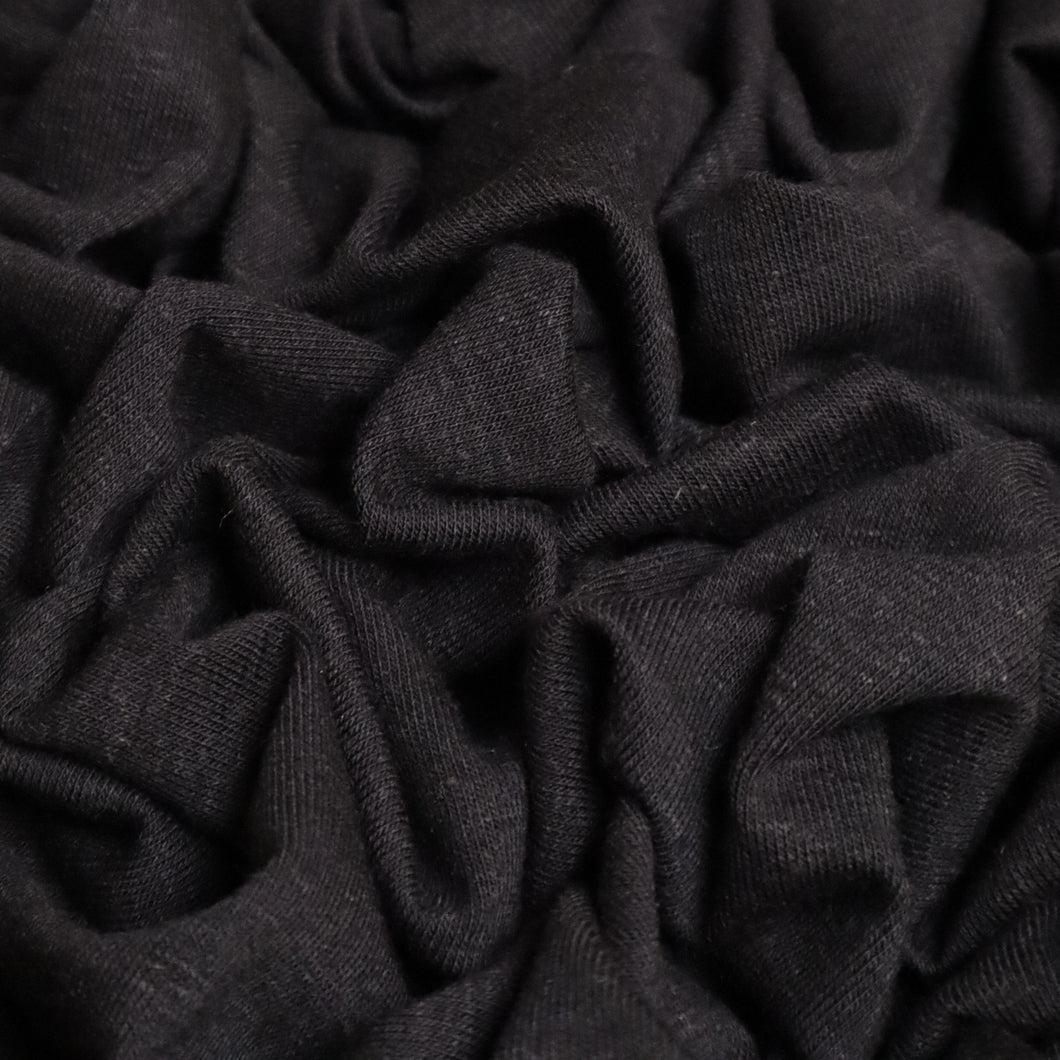 Rayon Linen Spandex Slub Knit - Black