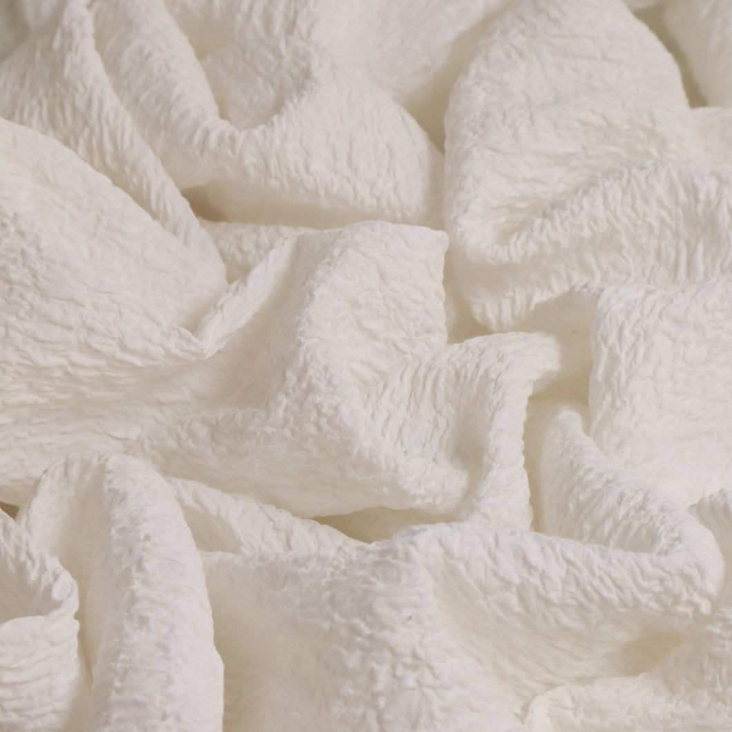 Crinkle Stretch Cotton - White
