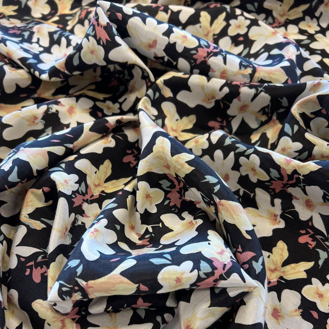 Hana Floral Printed Viscose - Black