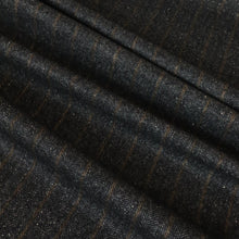 Load image into Gallery viewer, Wool Silk Suiting Designer End Deadstock 230gsm – Charcoal Herringbone Stripe
