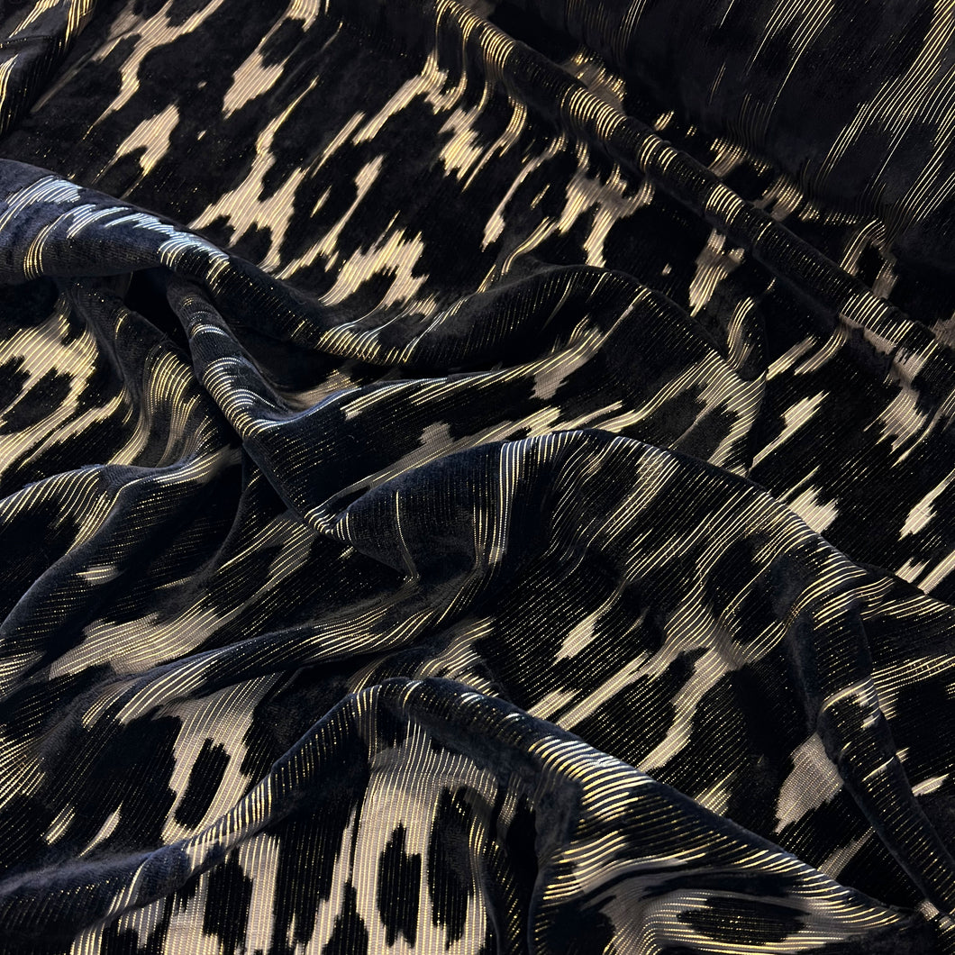 Heartbeat Viscose Nylon Burnout Deadstock - Black and Gold