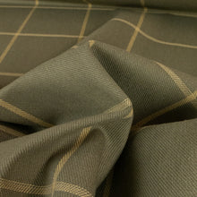 Load image into Gallery viewer, Italian 100% Cotton Windowpane Check Heavy Twill - Sage &amp; Tan
