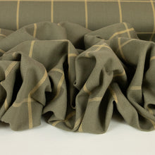Load image into Gallery viewer, Italian 100% Cotton Windowpane Check Heavy Twill - Sage &amp; Tan
