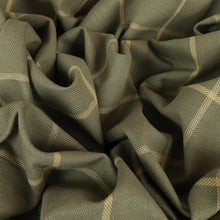 Load image into Gallery viewer, Italian 100% Cotton Windowpane Check Heavy Twill - Sage &amp; Tan
