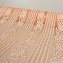 Load image into Gallery viewer, Stripe Floral Corded Lace Deadstock - Peaches &amp; Cream
